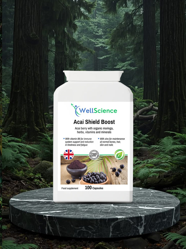 Acai Shield Boost 100 capsules – acai berry immunity and antioxidant supplement UK WellScience