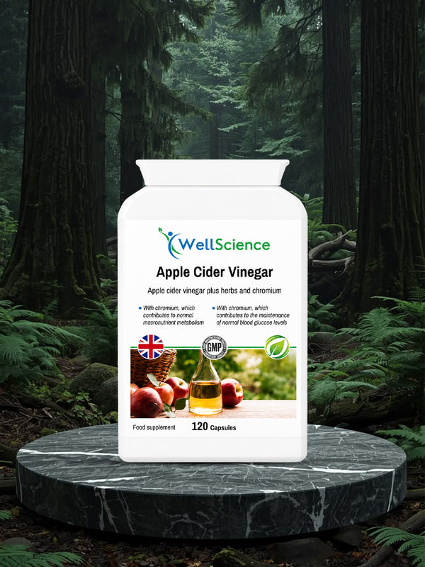 Apple Cider Vinegar 120 capsules – vegan weight management and digestion supplement UK WellScience