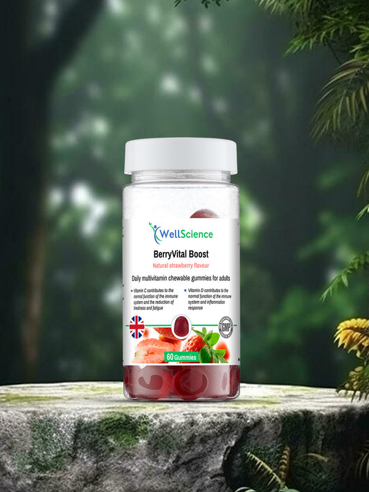 BerryVital Boost multivitamin gummies – strawberry flavour daily vitamins for adults UK WellScience