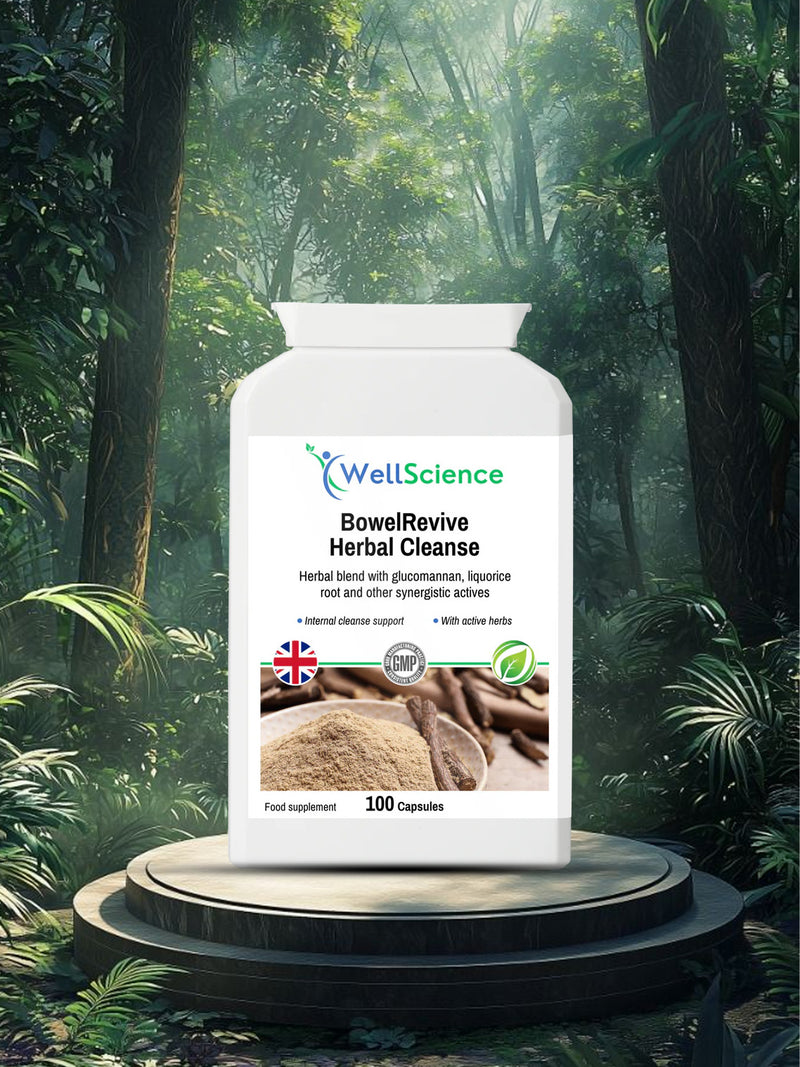 BowelRevive Herbal Cleanse 100 capsules – glucomannan colon cleanse supplement UK WellScience