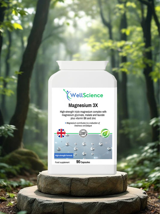 Magnesium 3 Complex capsules – glycinate, malate and taurate sleep and muscle supplement UK WellScience