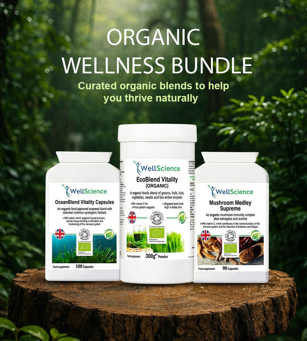 Organic Wellness Bundle – superfood supplement bundle for energy and gut health UK WellScience