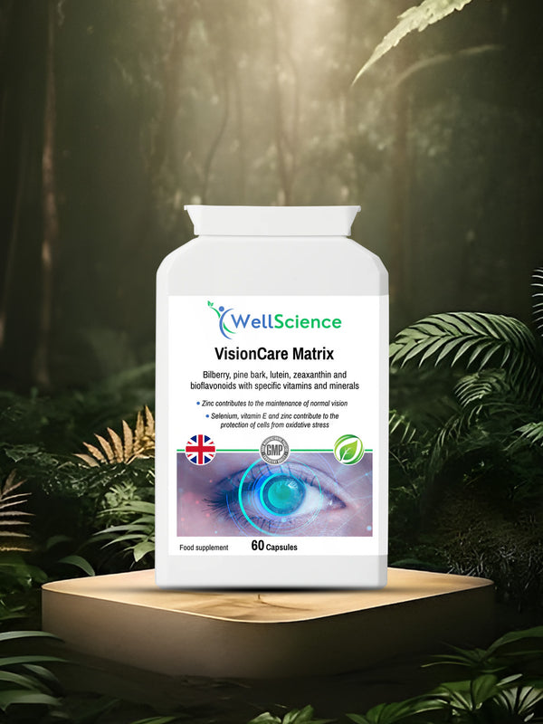 VisionCare Matrix 60 capsules – lutein bilberry and zeaxanthin eye health supplement UK WellScience