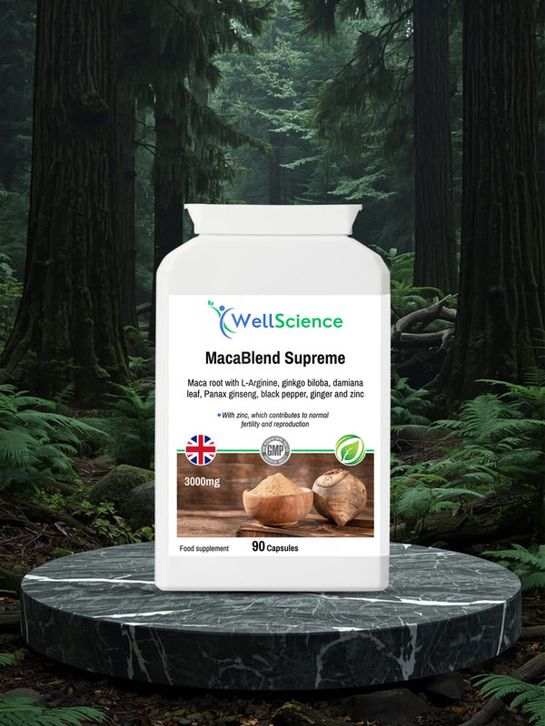 MacaBlend Supreme 90 capsules – maca root energy and hormone support supplement UK WellScience