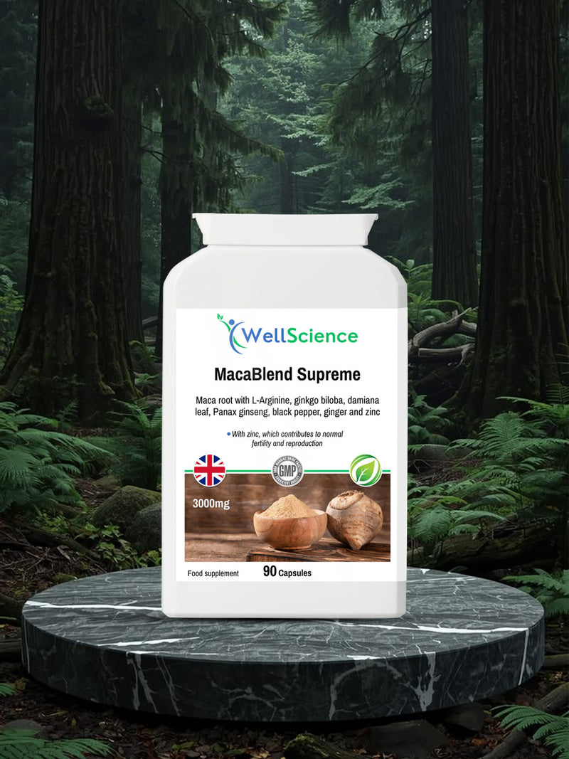 MacaBlend Supreme 90 capsules – maca root energy and hormone support supplement UK WellScience