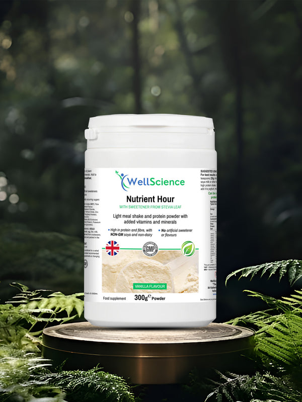 Nutrient Hour Vanilla 300g – high protein vegan meal replacement shake UK WellScience