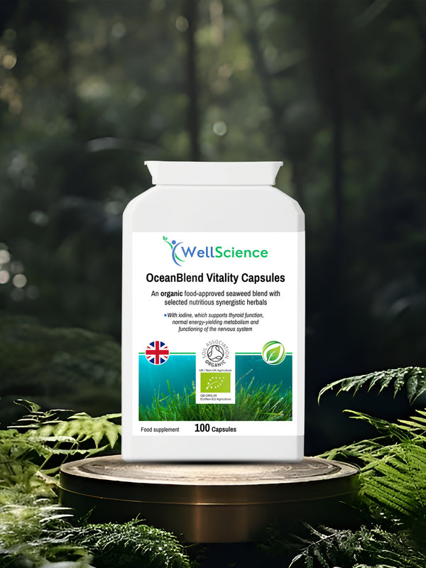 OceanBlend Vitality 100 capsules – organic seaweed and vegetable iodine supplement UK WellScience